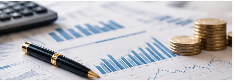 Documents financiers, graphiques et calculatrice